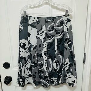 cleo Black & Gray Floral A-Line Skirt